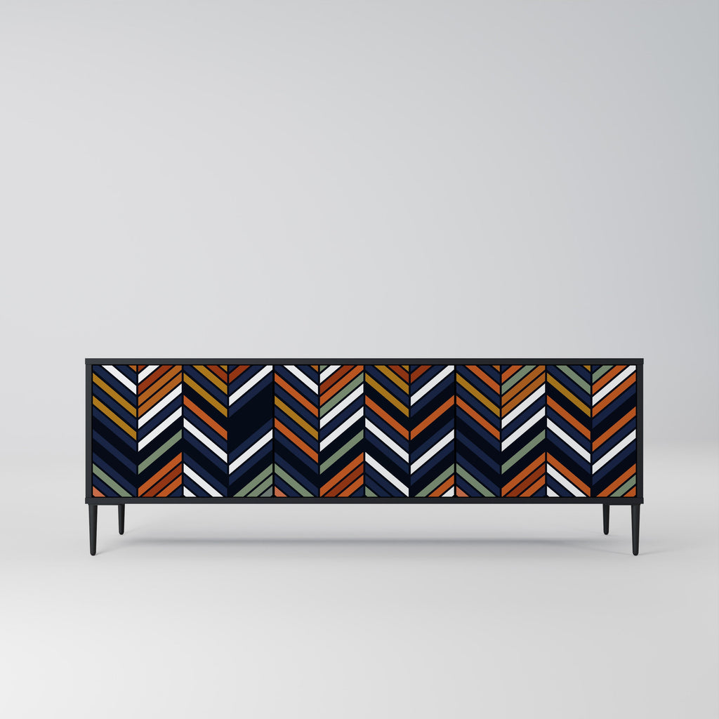 VIBRANT PATCHWORK 3-türiger TV-Ständer in Schwarz