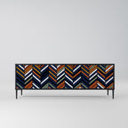 VIBRANT PATCHWORK TV-Lowboard mit 3 Türen in Schwarz