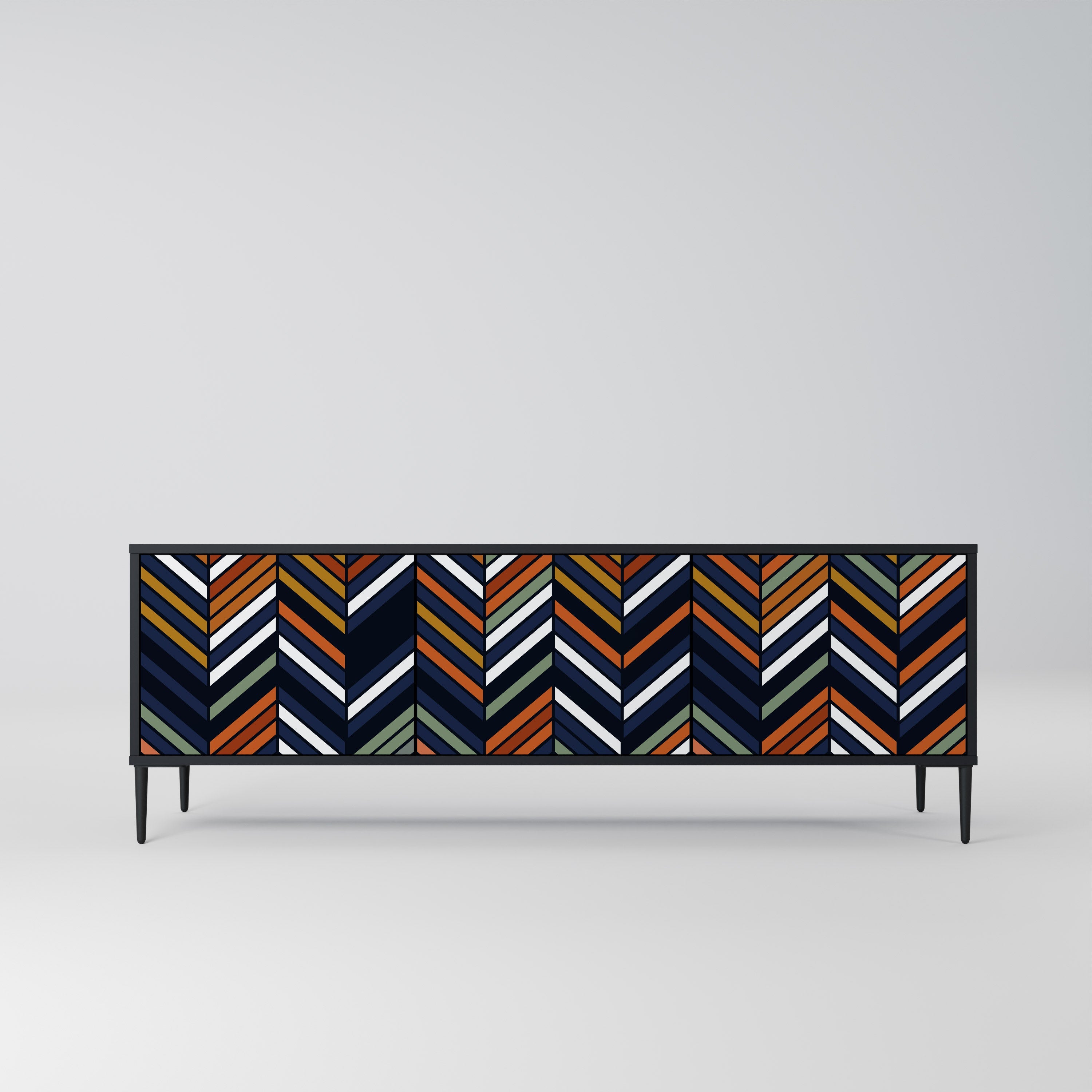 VIBRANT PATCHWORK 3-türiger TV-Ständer in Schwarz
