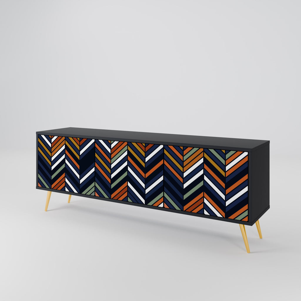 VIBRANT PATCHWORK 3-türiger TV-Ständer in Schwarz