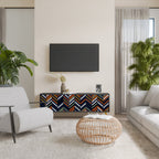 VIBRANT PATCHWORK TV-Lowboard mit 3 Türen in Schwarz