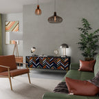 VIBRANT PATCHWORK TV-Lowboard mit 3 Türen in Schwarz