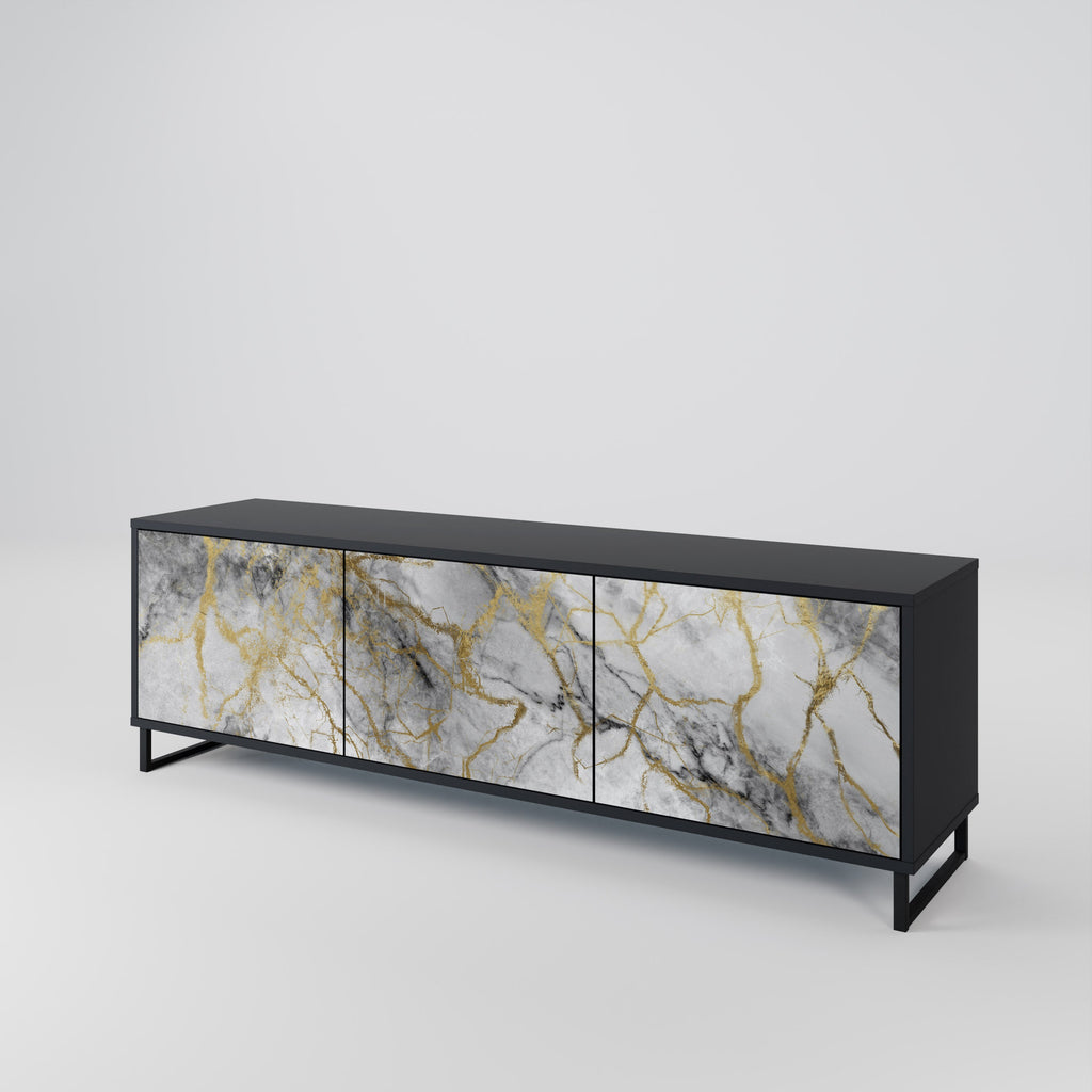 TIMELESS GLIDE 3-türiger TV-Ständer in Schwarz