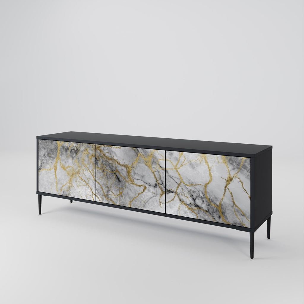 TIMELESS GLIDE 3-türiger TV-Ständer in Schwarz