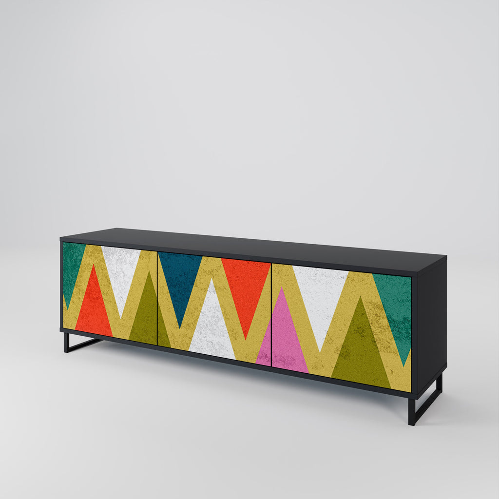 COLORFUL TRIANGLES 3-türiger TV-Ständer in Schwarz