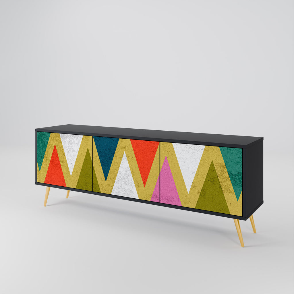 COLORFUL TRIANGLES 3-türiger TV-Ständer in Schwarz