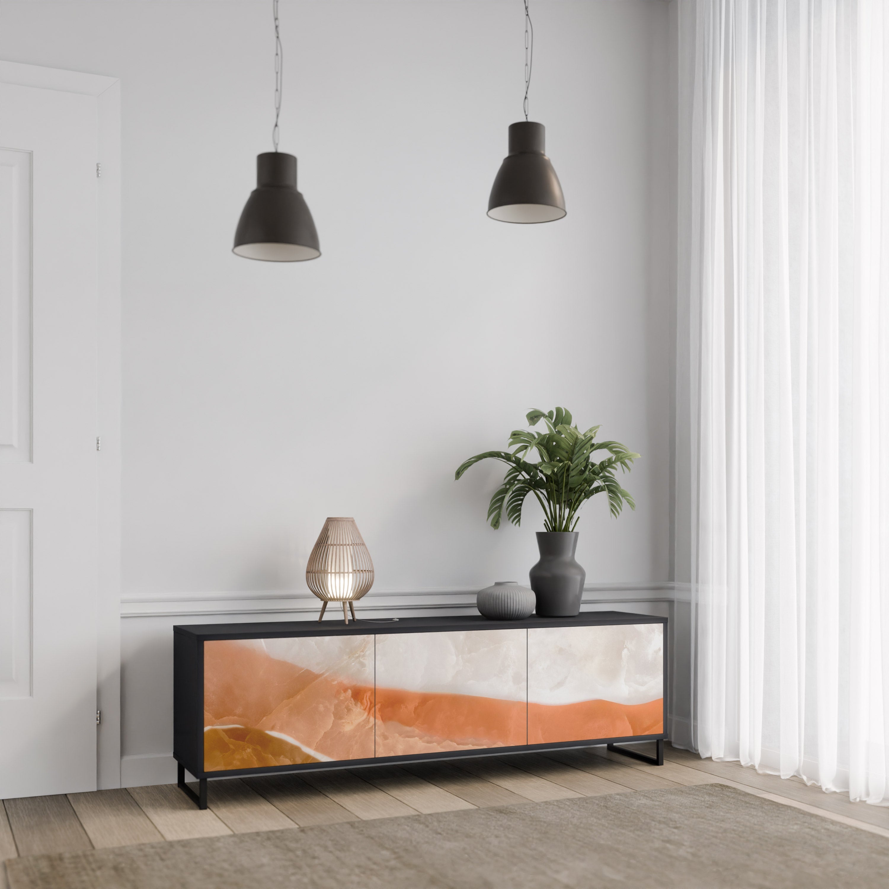 SANDHILLS SPLENDOUR 3-türiger TV-Ständer in Schwarz