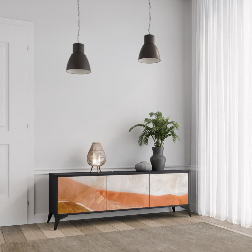 SANDHILLS SPLENDOUR 3-türiger TV-Ständer in Schwarz