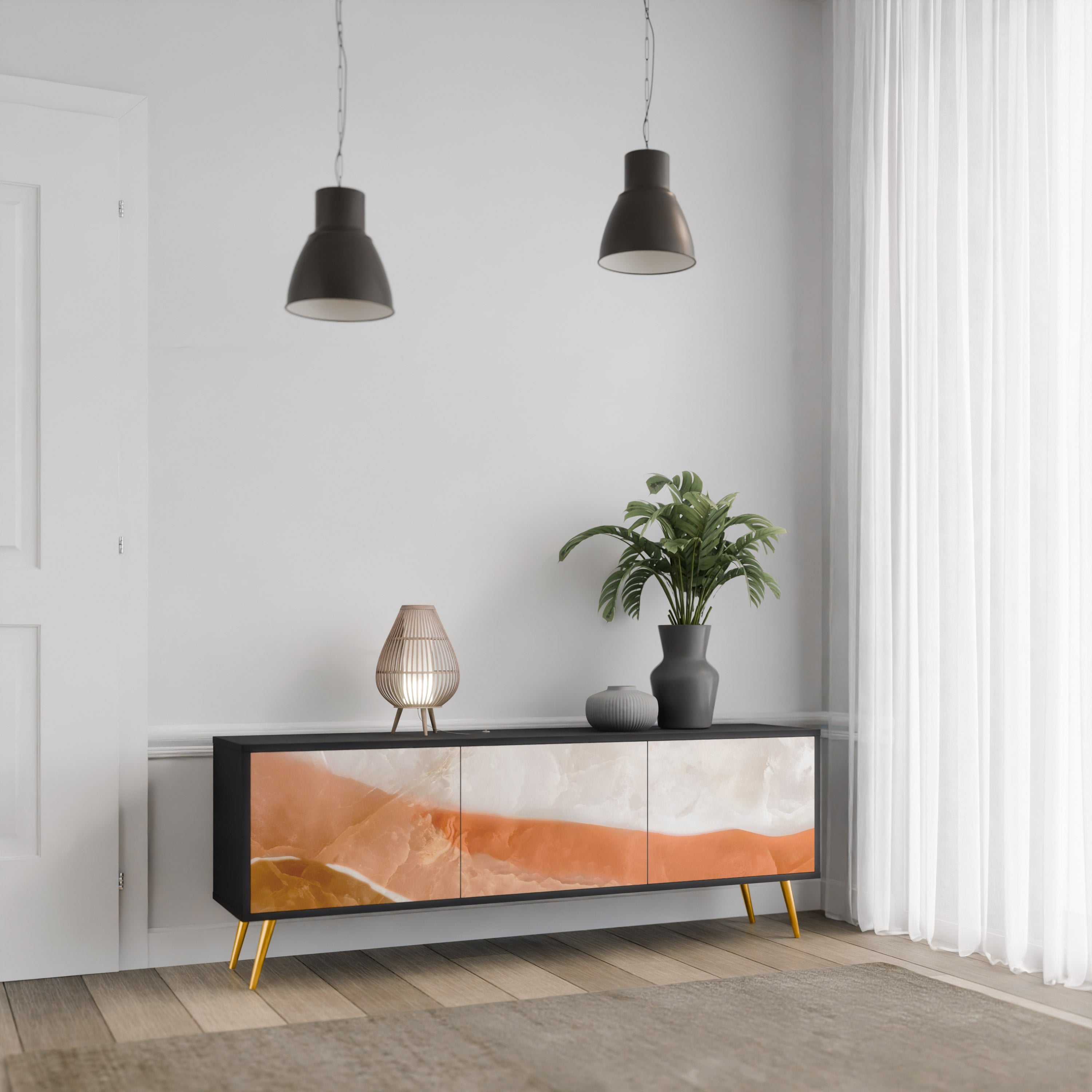 SANDHILLS SPLENDOUR 3-türiger TV-Ständer in Schwarz