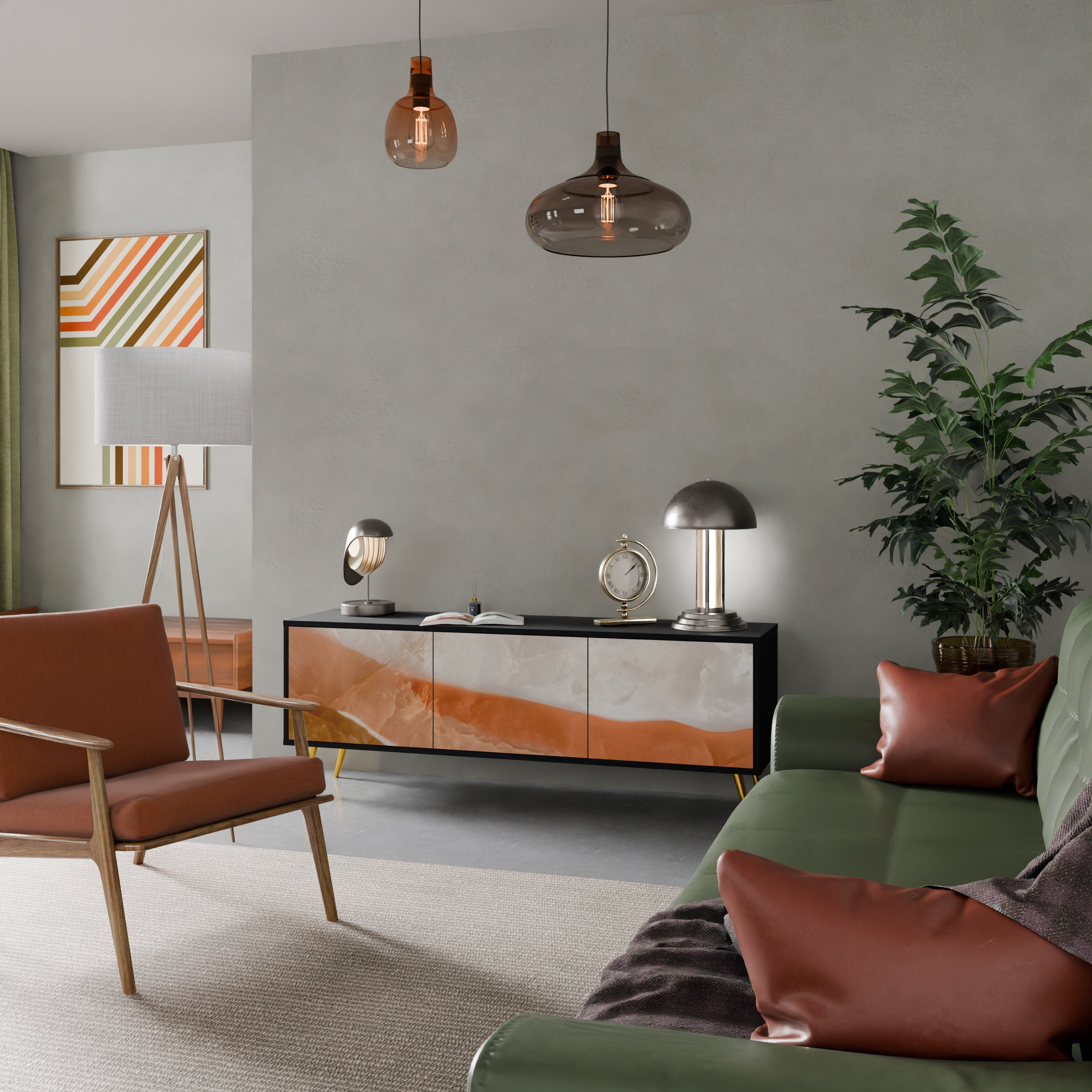 SANDHILLS SPLENDOUR 3-türiger TV-Ständer in Schwarz