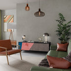 GLAMOROUS STRIPE TV-Lowboard mit 3 Türen in Schwarz