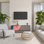 GLAMOROUS STRIPE TV-Lowboard mit 3 Türen in Schwarz