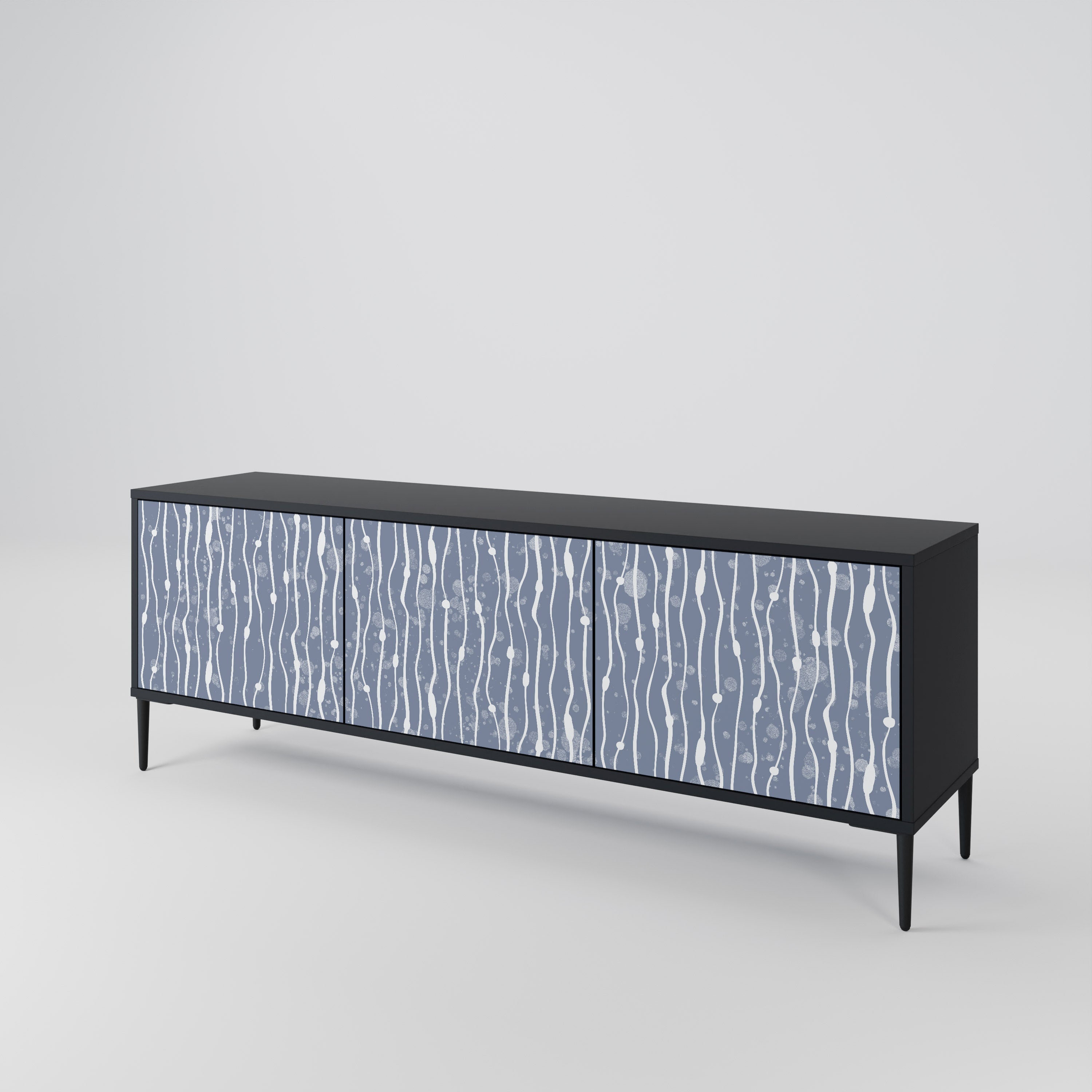 GRAPHITE RAIN 3-türiger TV-Ständer in Schwarz