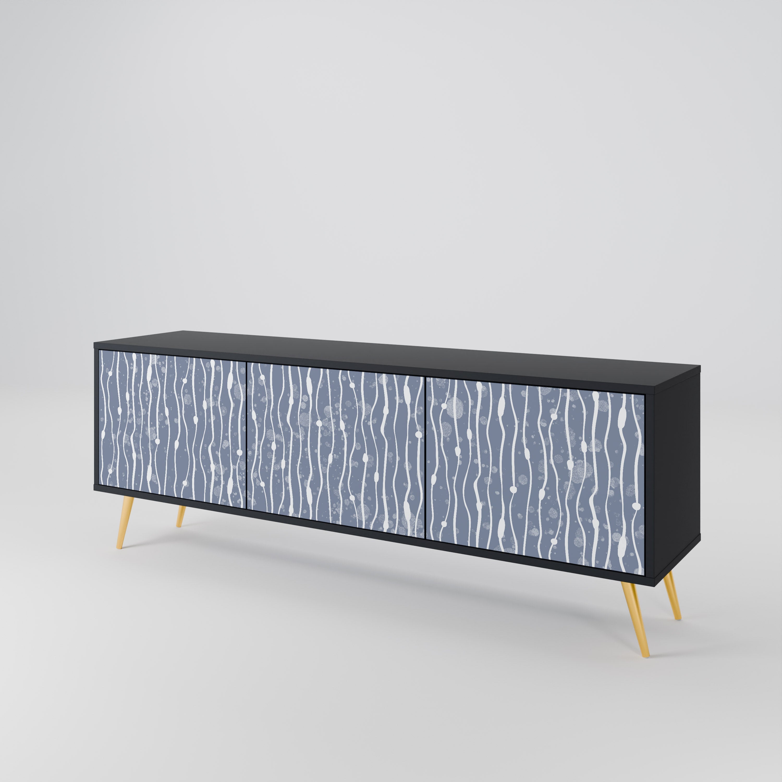 GRAPHITE RAIN 3-türiger TV-Ständer in Schwarz