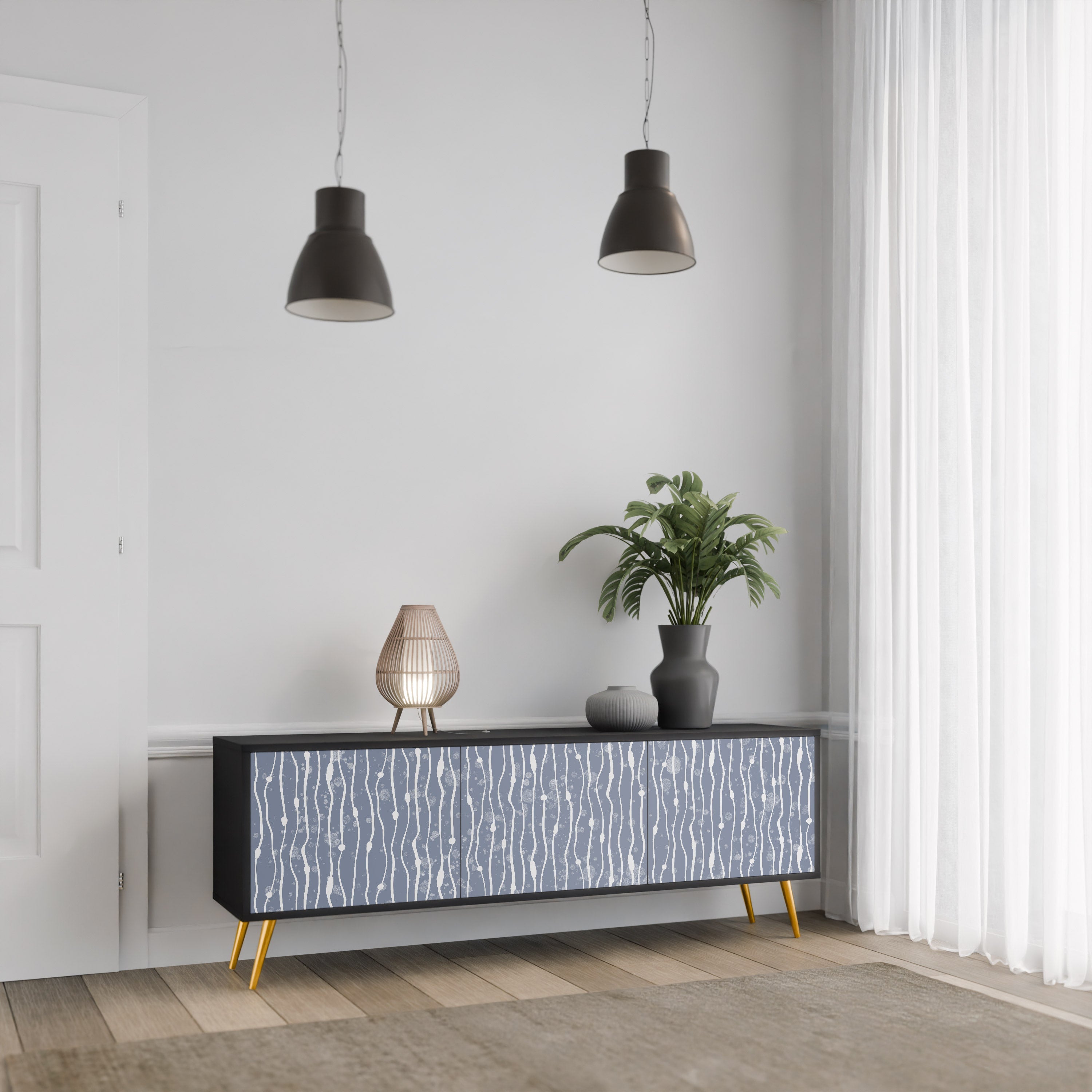 GRAPHITE RAIN 3-türiger TV-Ständer in Schwarz