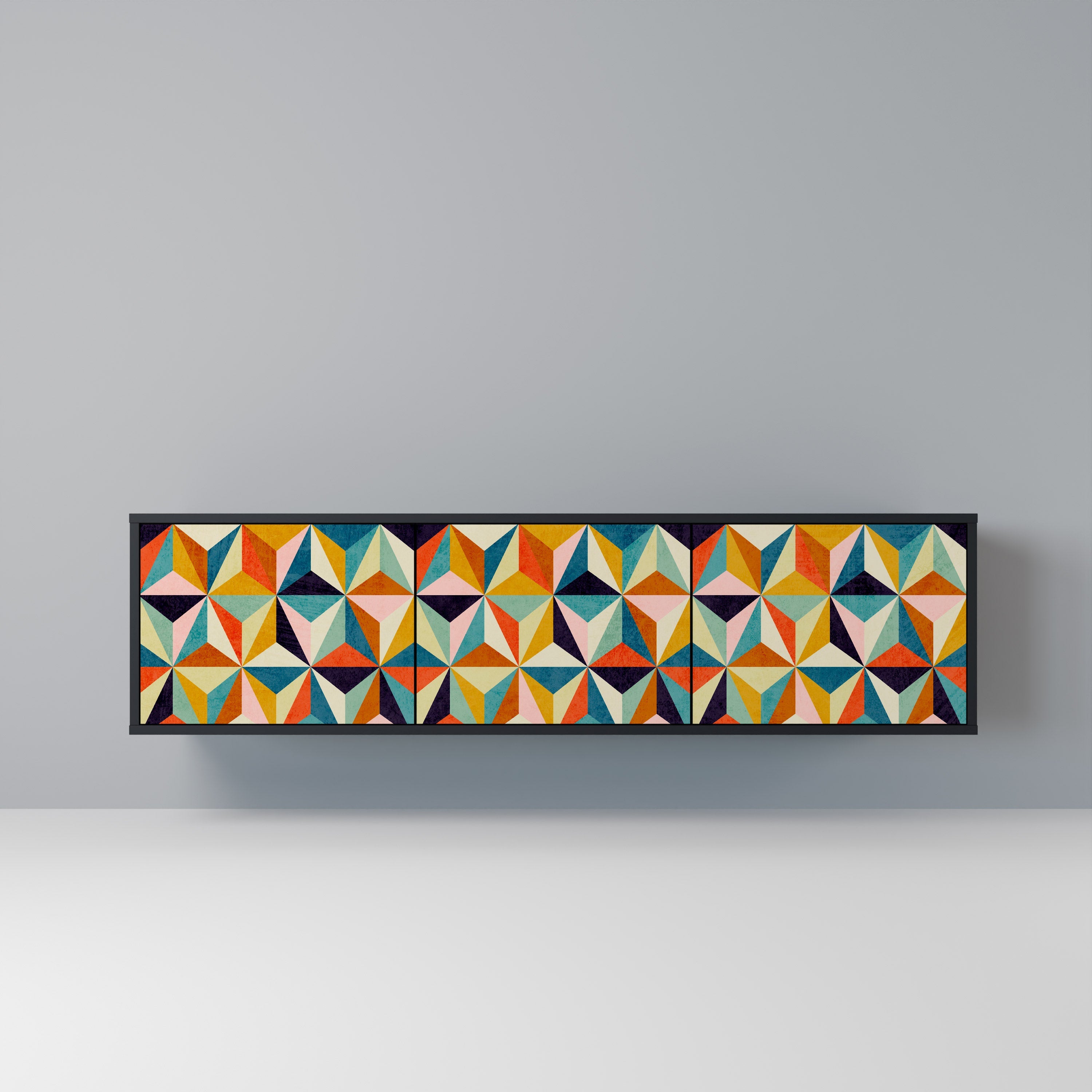TESSELATE TREASURES 3-türiger TV-Ständer in Schwarz