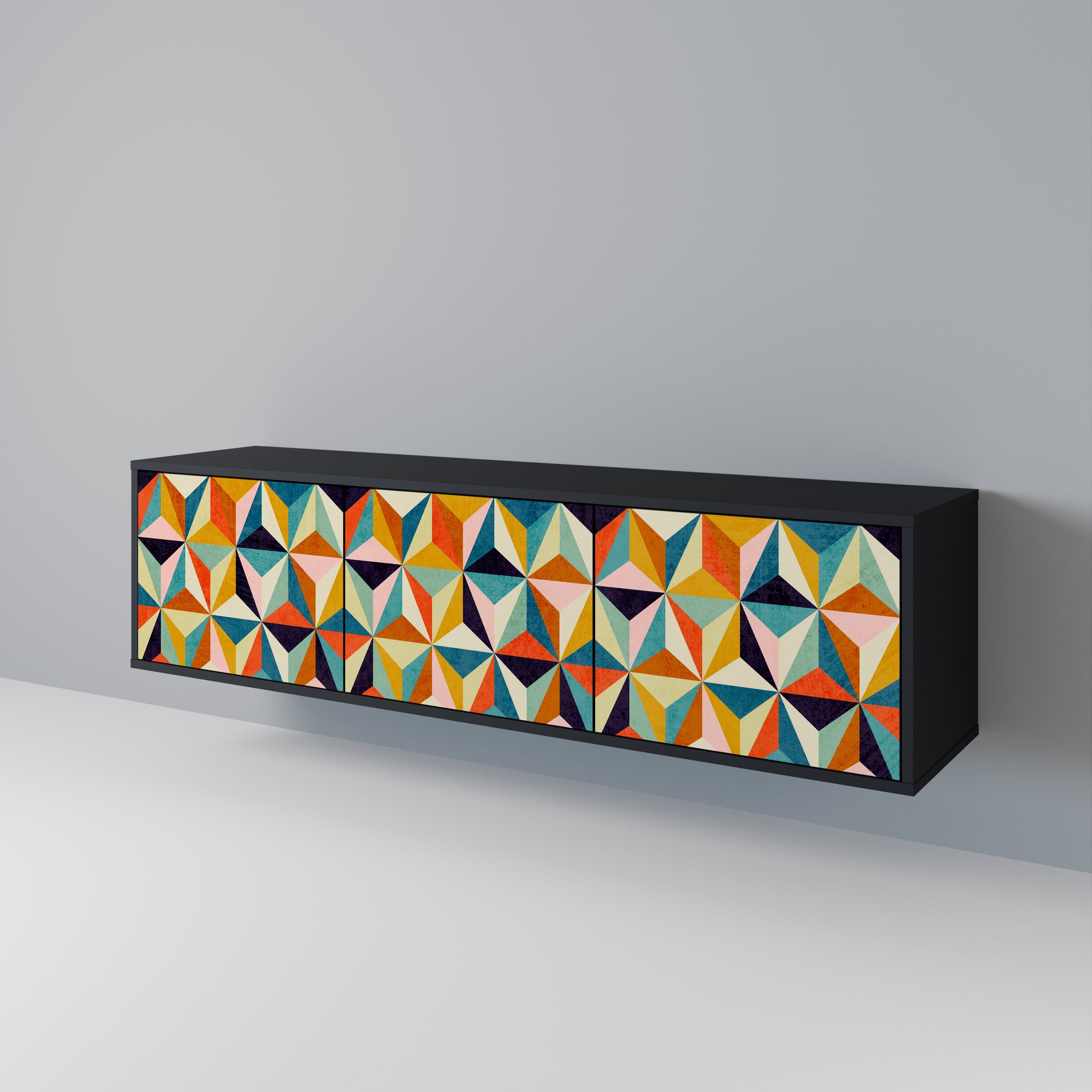 TESSELATE TREASURES 3-türiger TV-Ständer in Schwarz