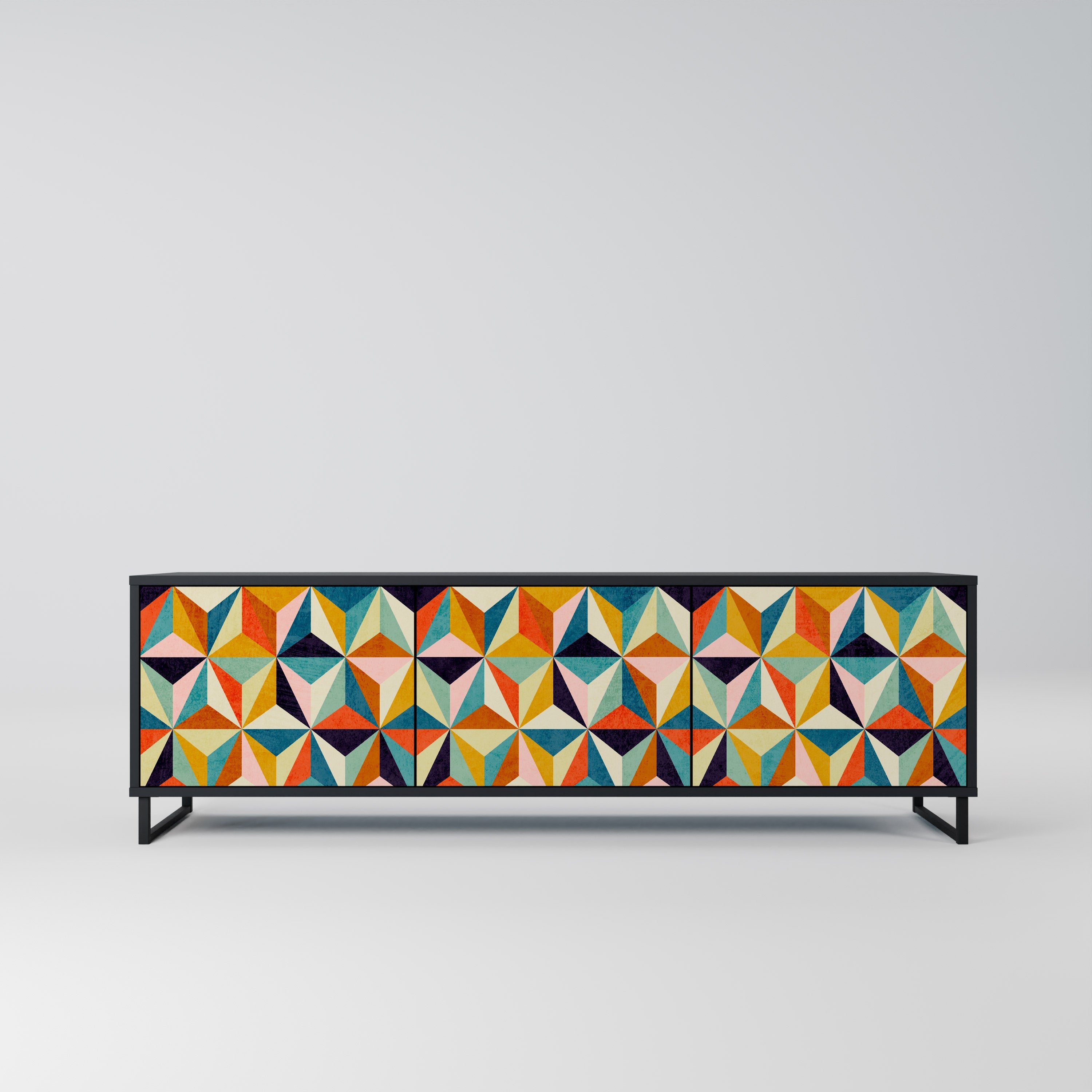 TESSELATE TREASURES 3-türiger TV-Ständer in Schwarz