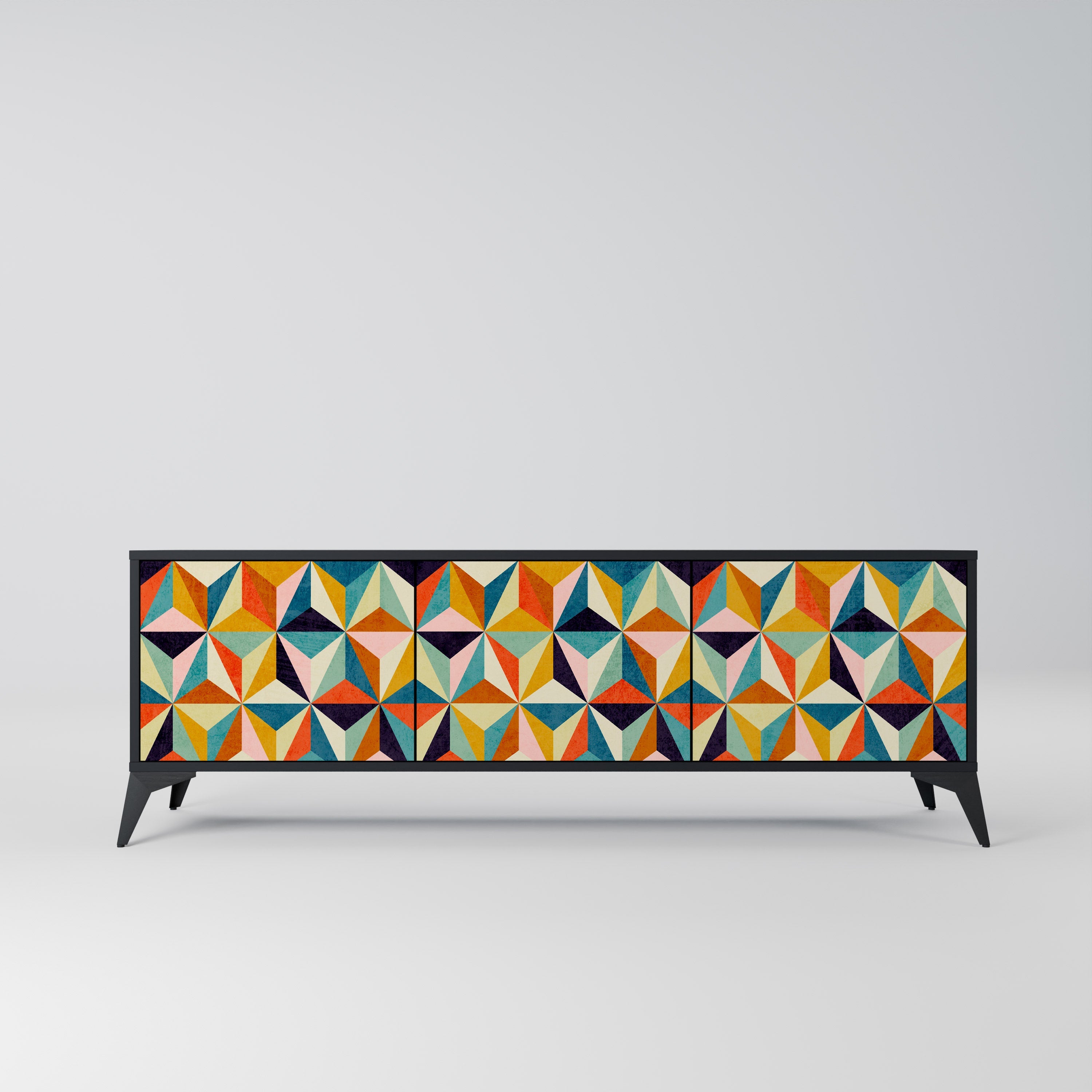 TESSELATE TREASURES 3-türiger TV-Ständer in Schwarz