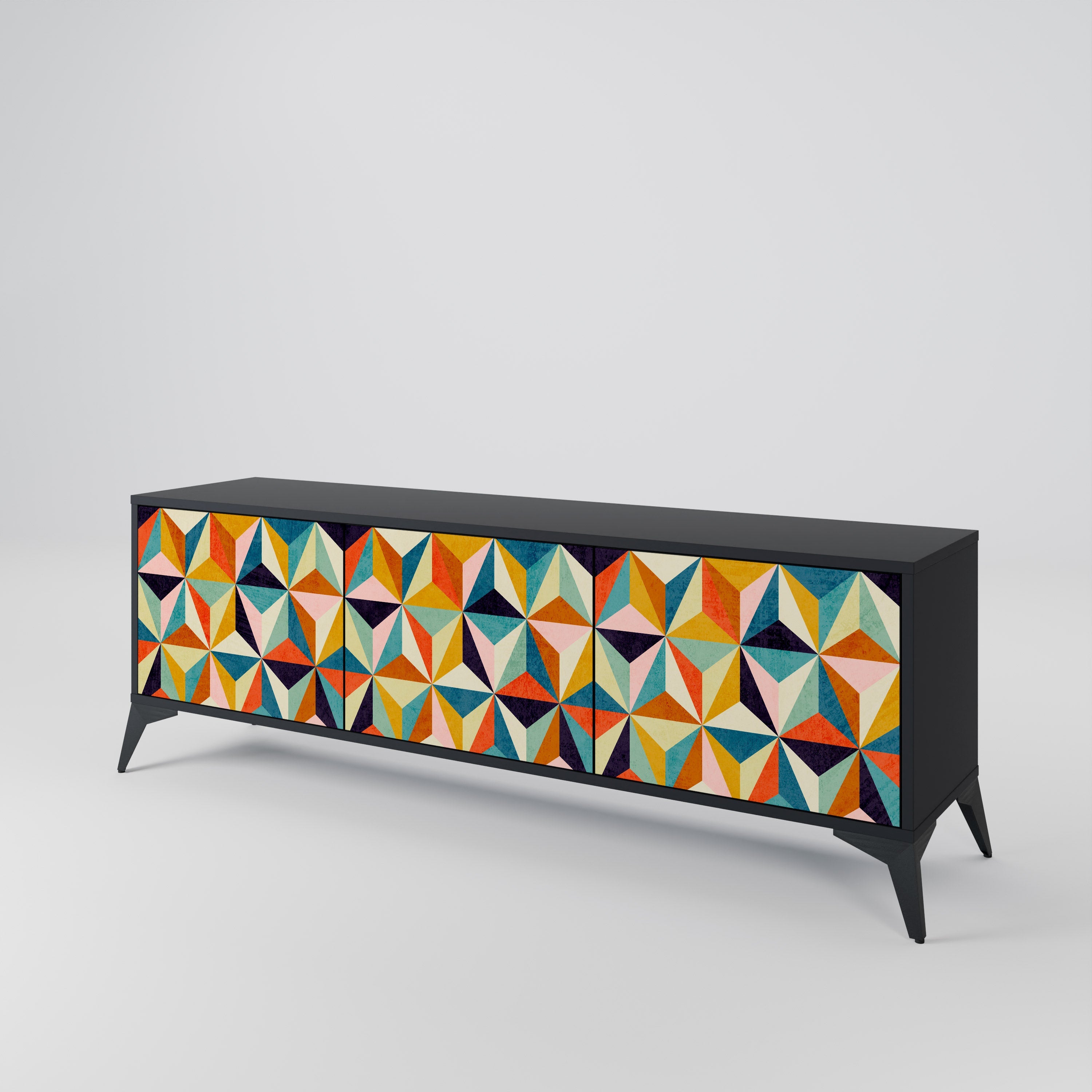 TESSELATE TREASURES 3-türiger TV-Ständer in Schwarz