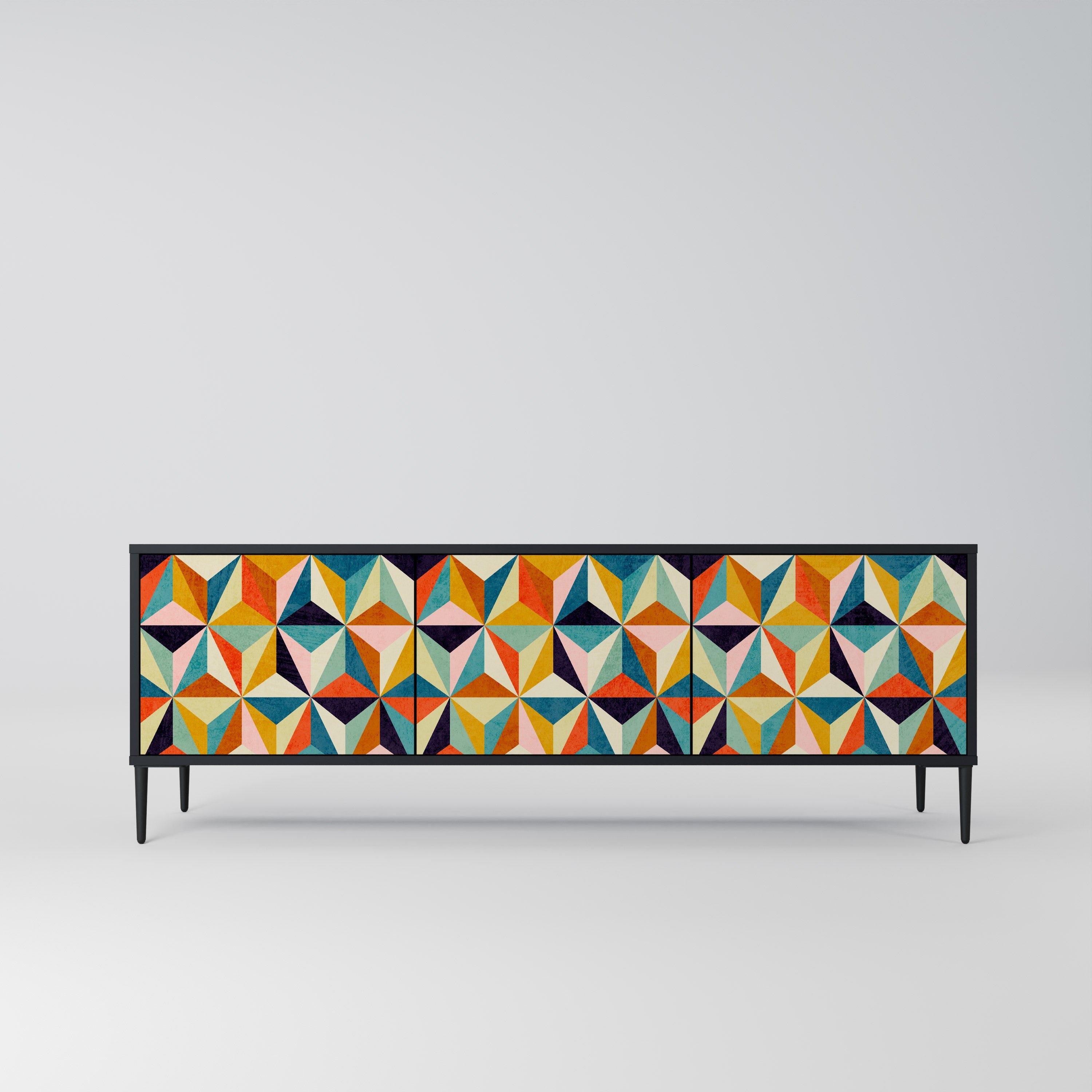 TESSELATE TREASURES 3-türiger TV-Ständer in Schwarz