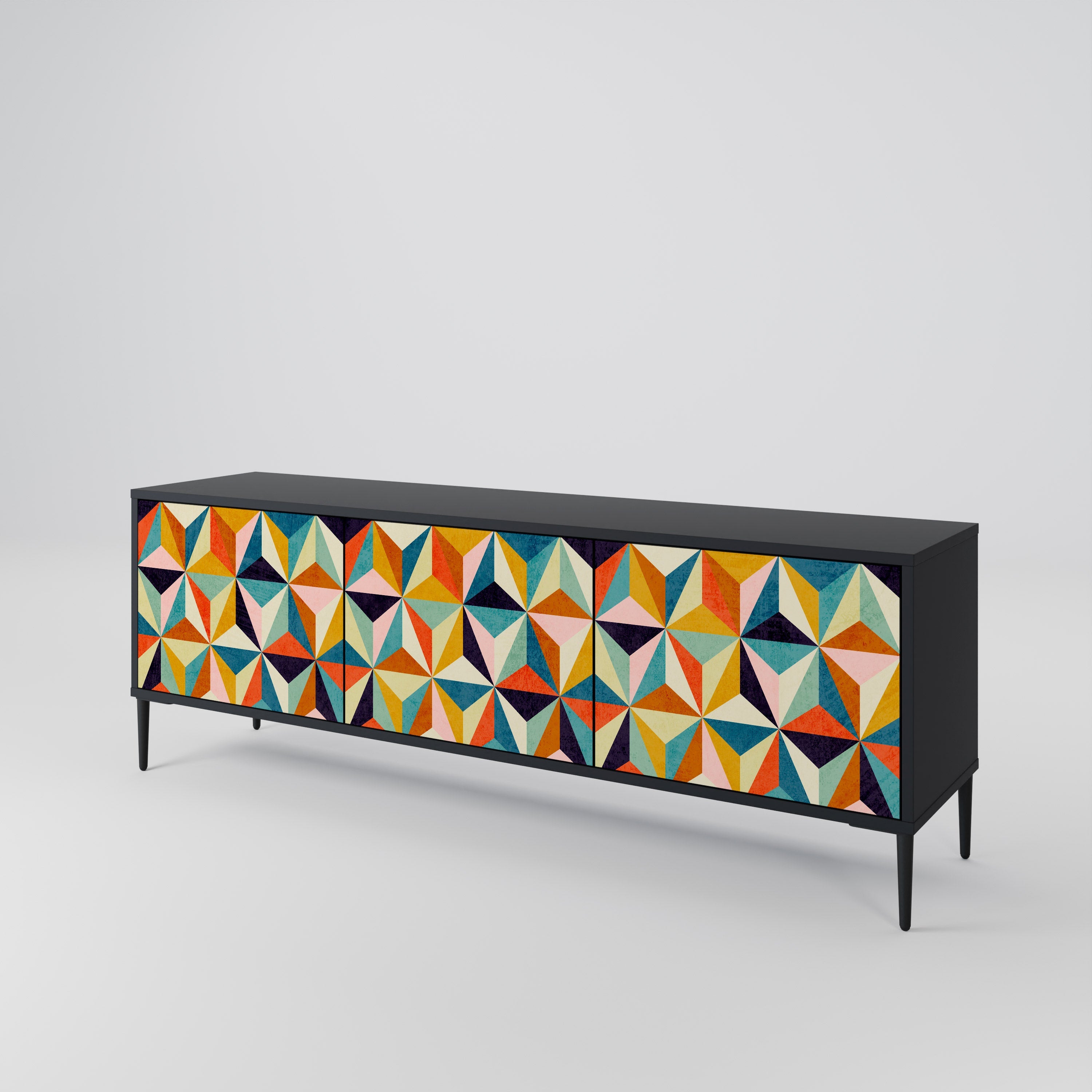 TESSELATE TREASURES 3-türiger TV-Ständer in Schwarz