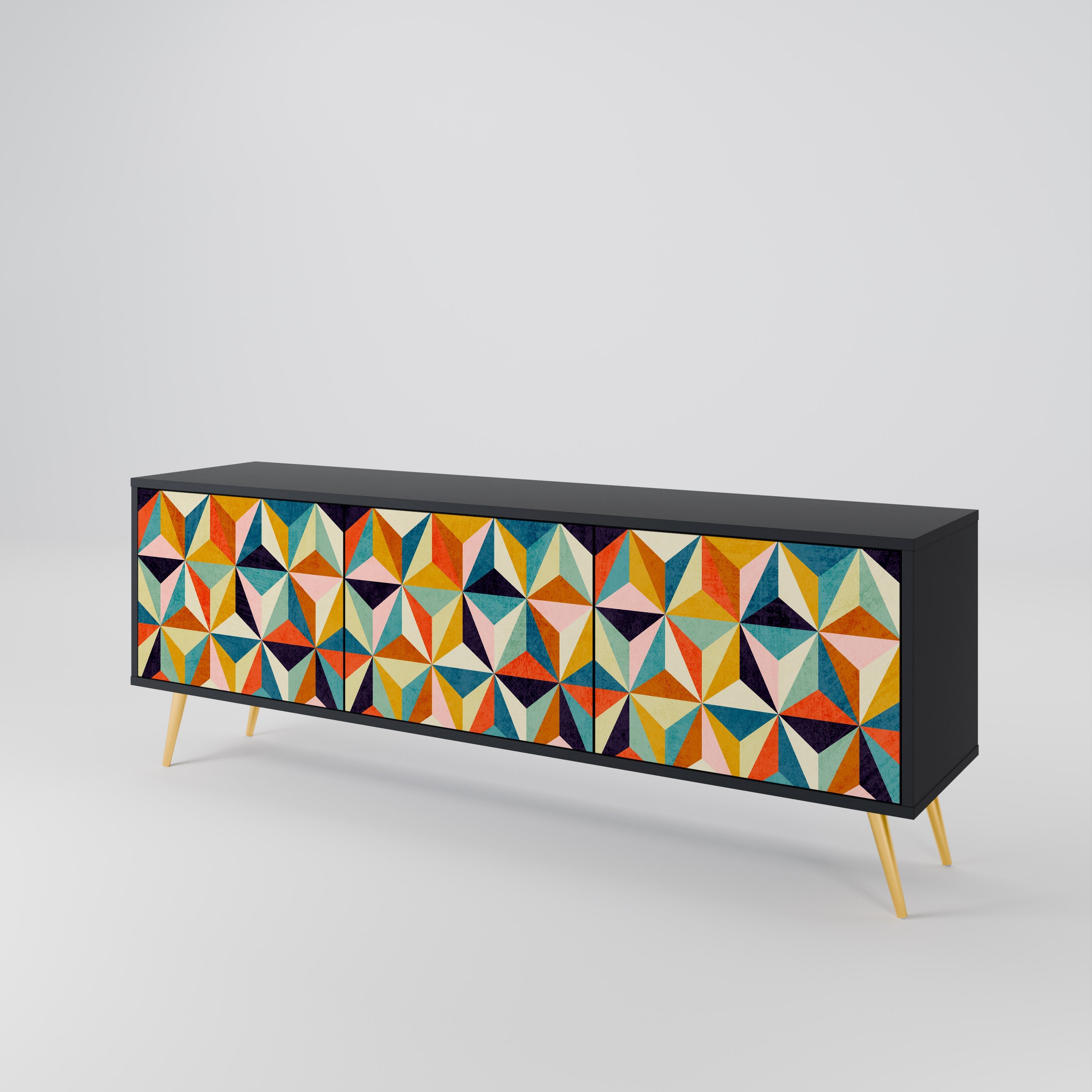 TESSELATE TREASURES 3-türiger TV-Ständer in Schwarz