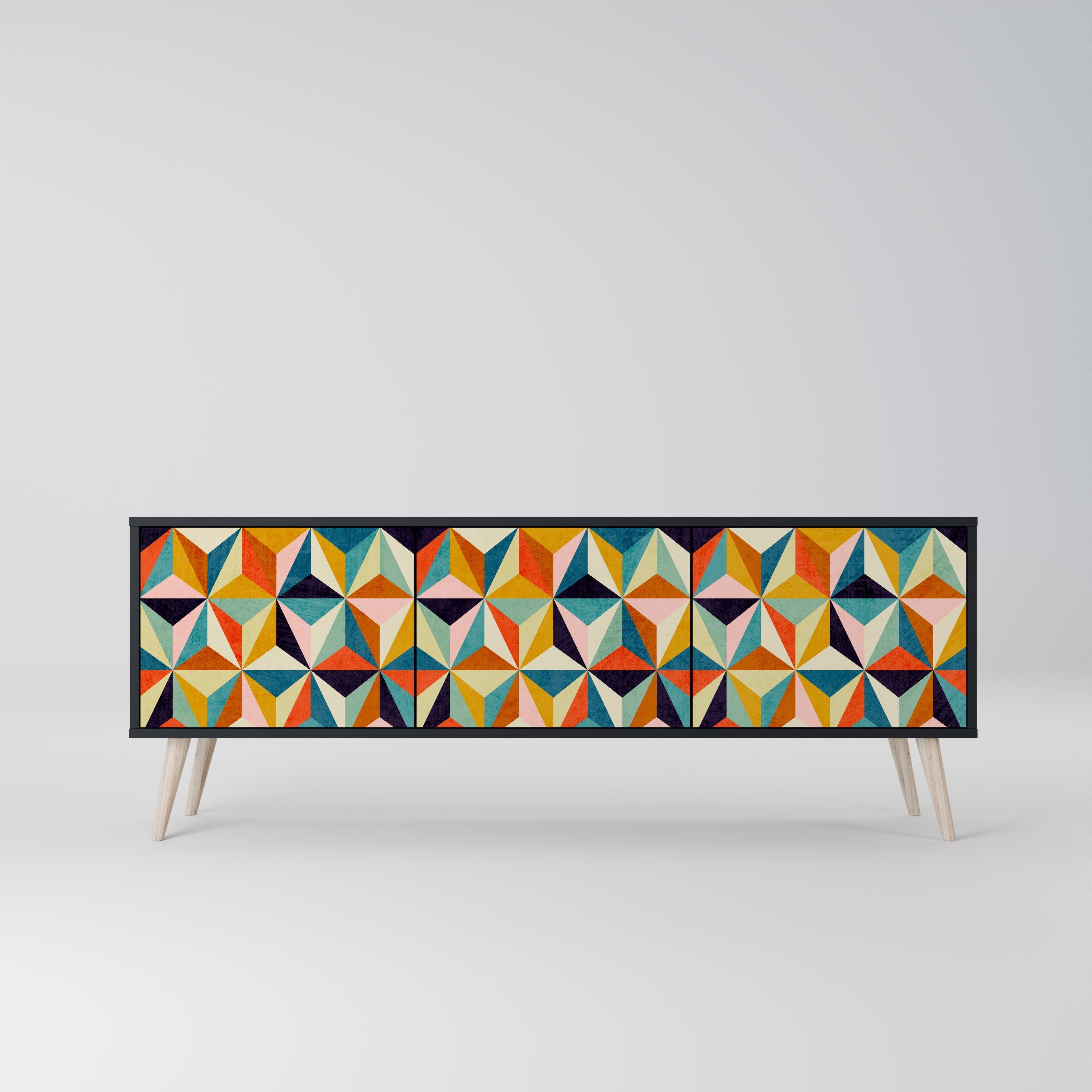 TESSELATE TREASURES 3-türiger TV-Ständer in Schwarz