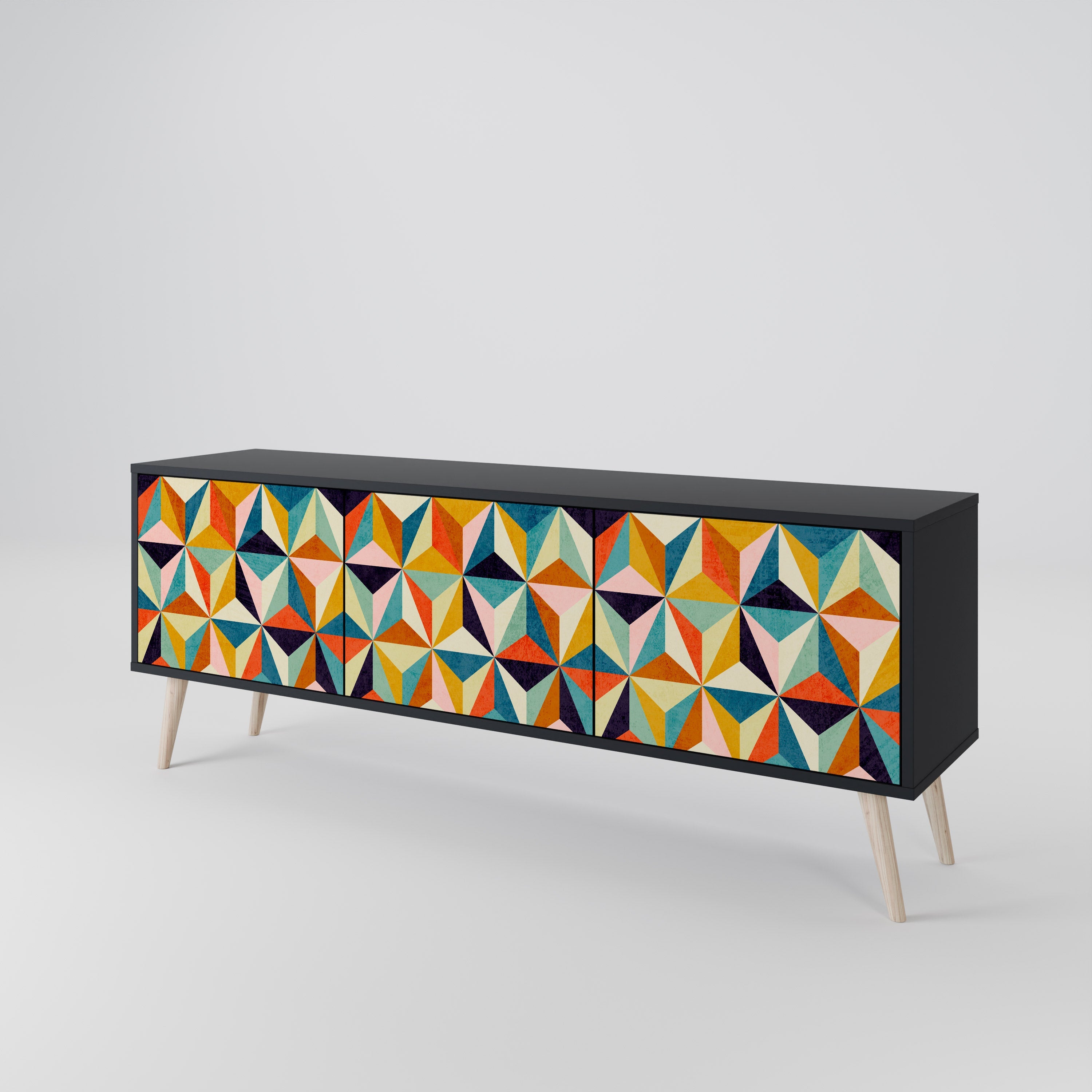 TESSELATE TREASURES 3-türiger TV-Ständer in Schwarz