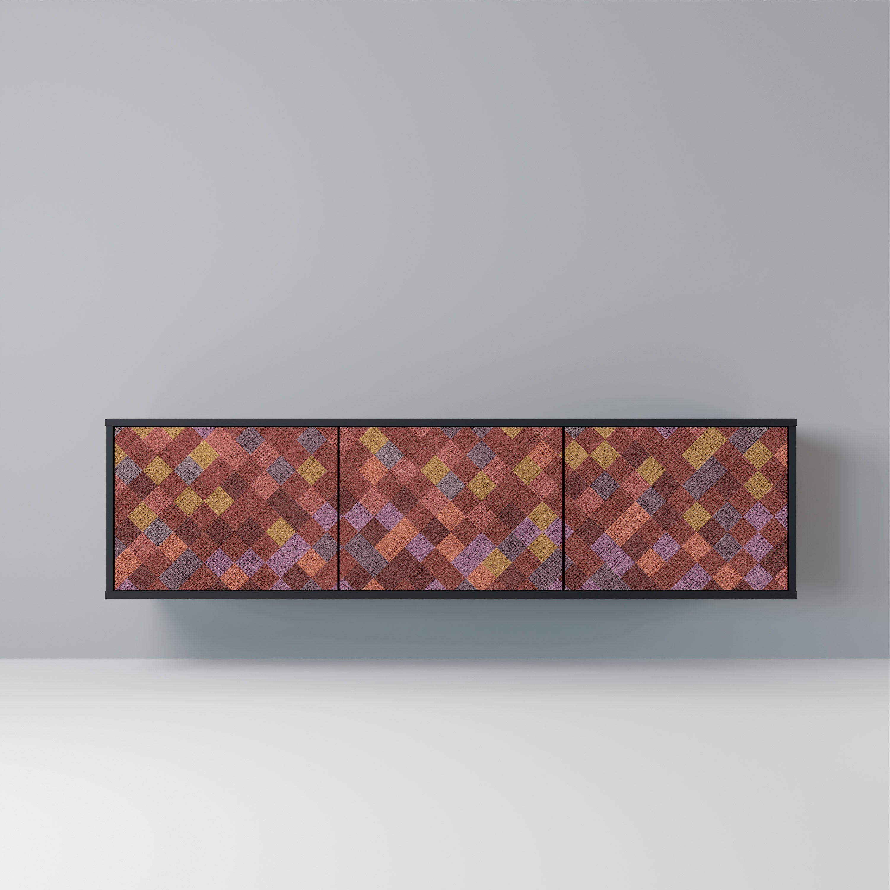PAINTED SQUARES 3-türiger TV-Ständer in Schwarz