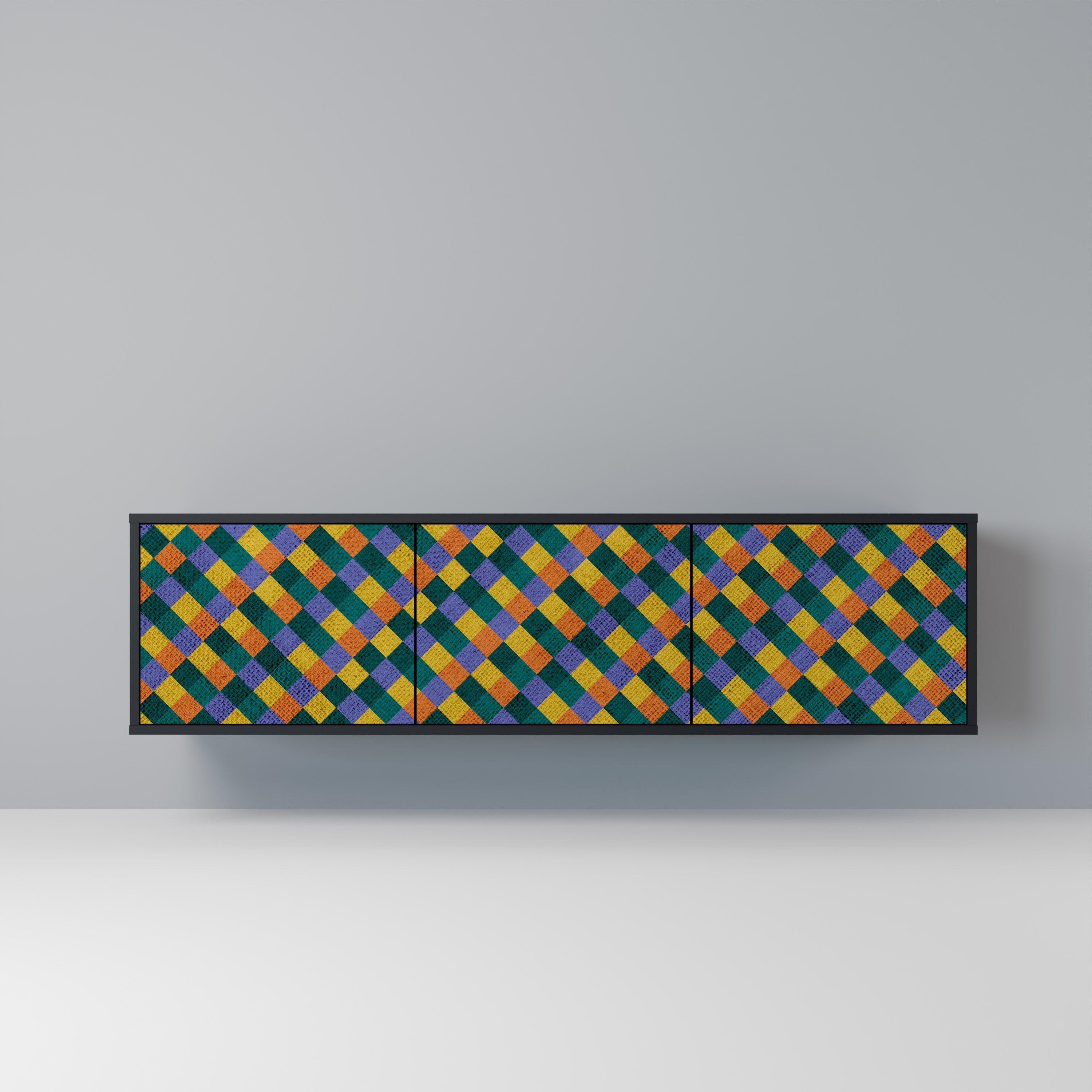 PAINTED SQUARES MIX 3-türiger TV-Ständer in Schwarz