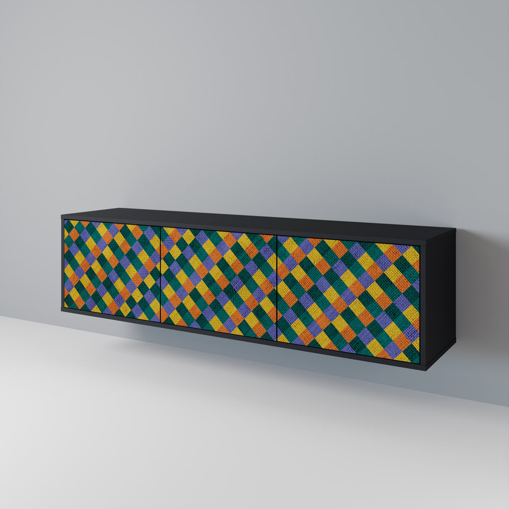 PAINTED SQUARES MIX 3-türiger TV-Ständer in Schwarz