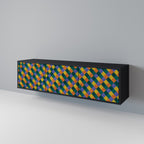 PAINTED SQUARES MIX TV-Lowboard mit 3 Türen in Schwarz