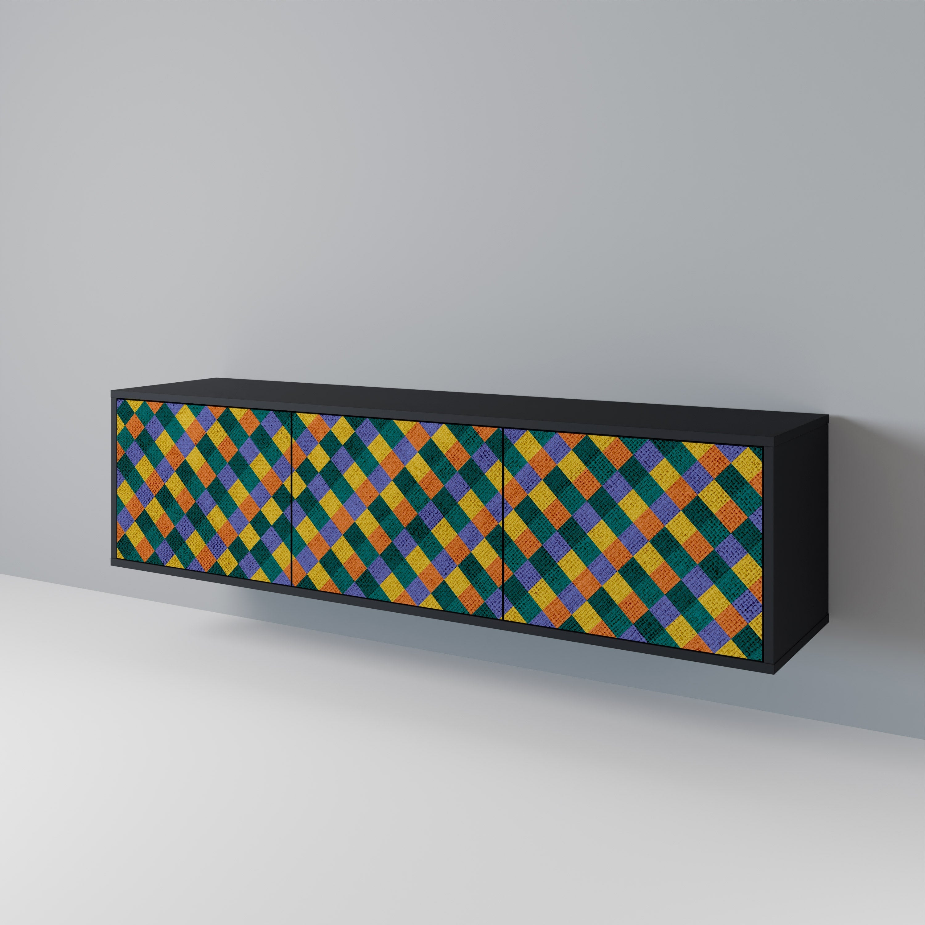 PAINTED SQUARES MIX 3-türiger TV-Ständer in Schwarz