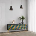 PAINTED SQUARES MIX TV-Lowboard mit 3 Türen in Schwarz