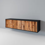 NATURAL WOOD TV-Lowboard mit 3 Türen in Schwarz