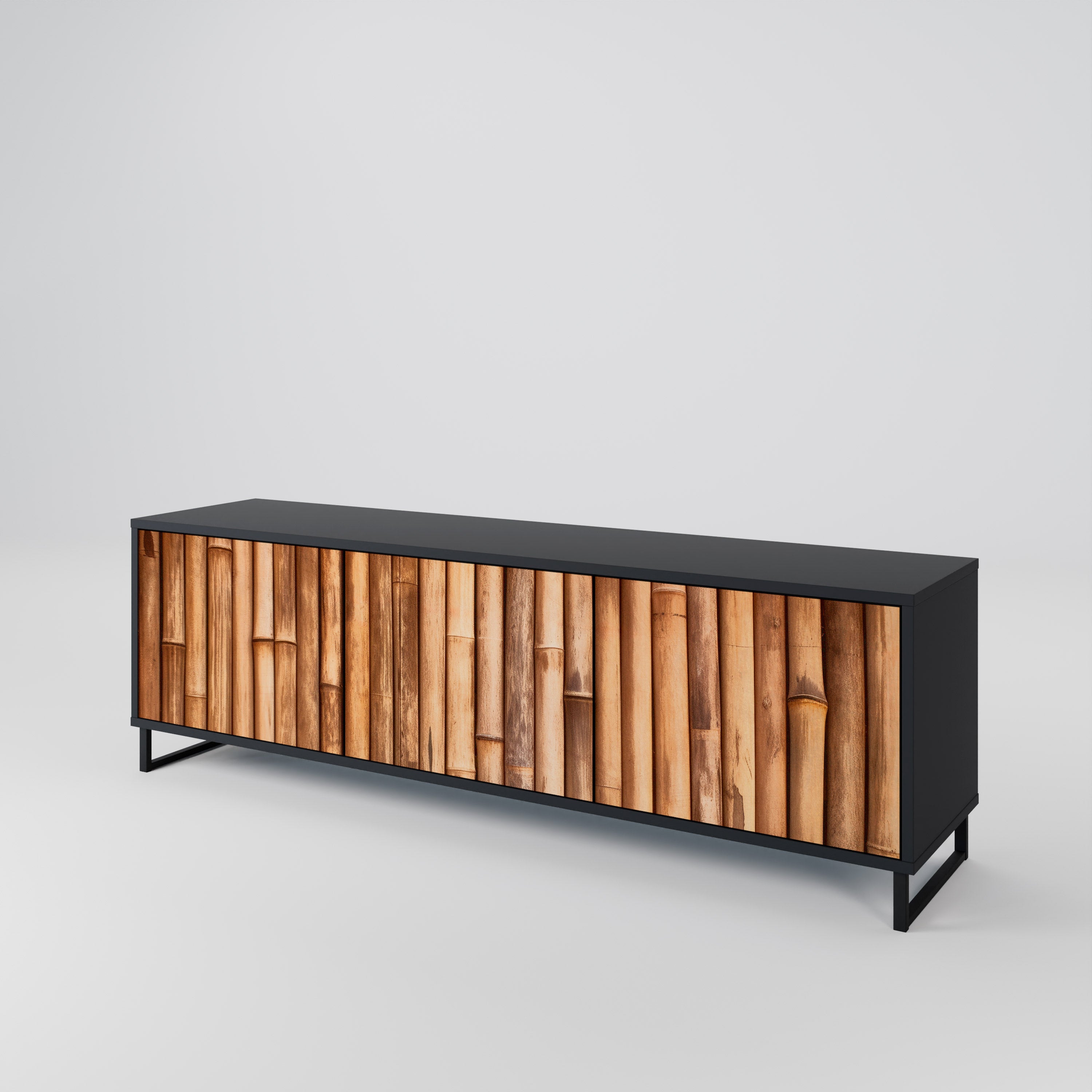 NATURAL WOOD 3-Door TV Cabinet