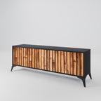 NATURAL WOOD TV-Lowboard mit 3 Türen in Schwarz