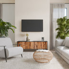 NATURAL WOOD TV-Lowboard mit 3 Türen in Schwarz