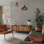 NATURAL WOOD TV-Lowboard mit 3 Türen in Schwarz