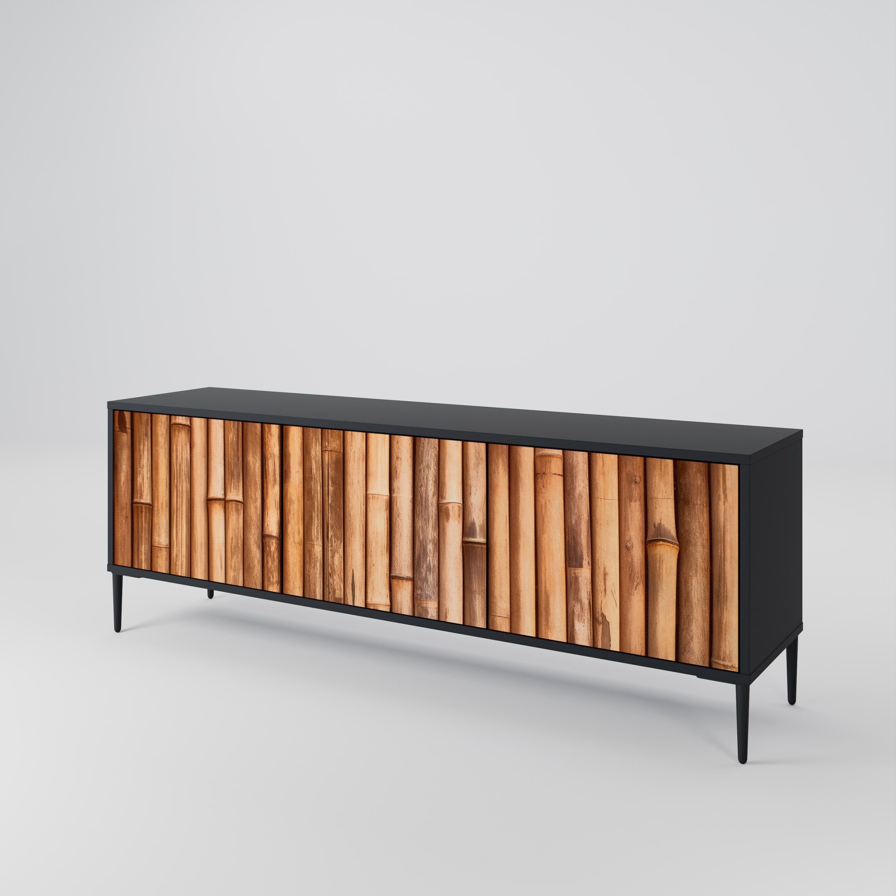 NATURAL WOOD 3-Door TV Cabinet