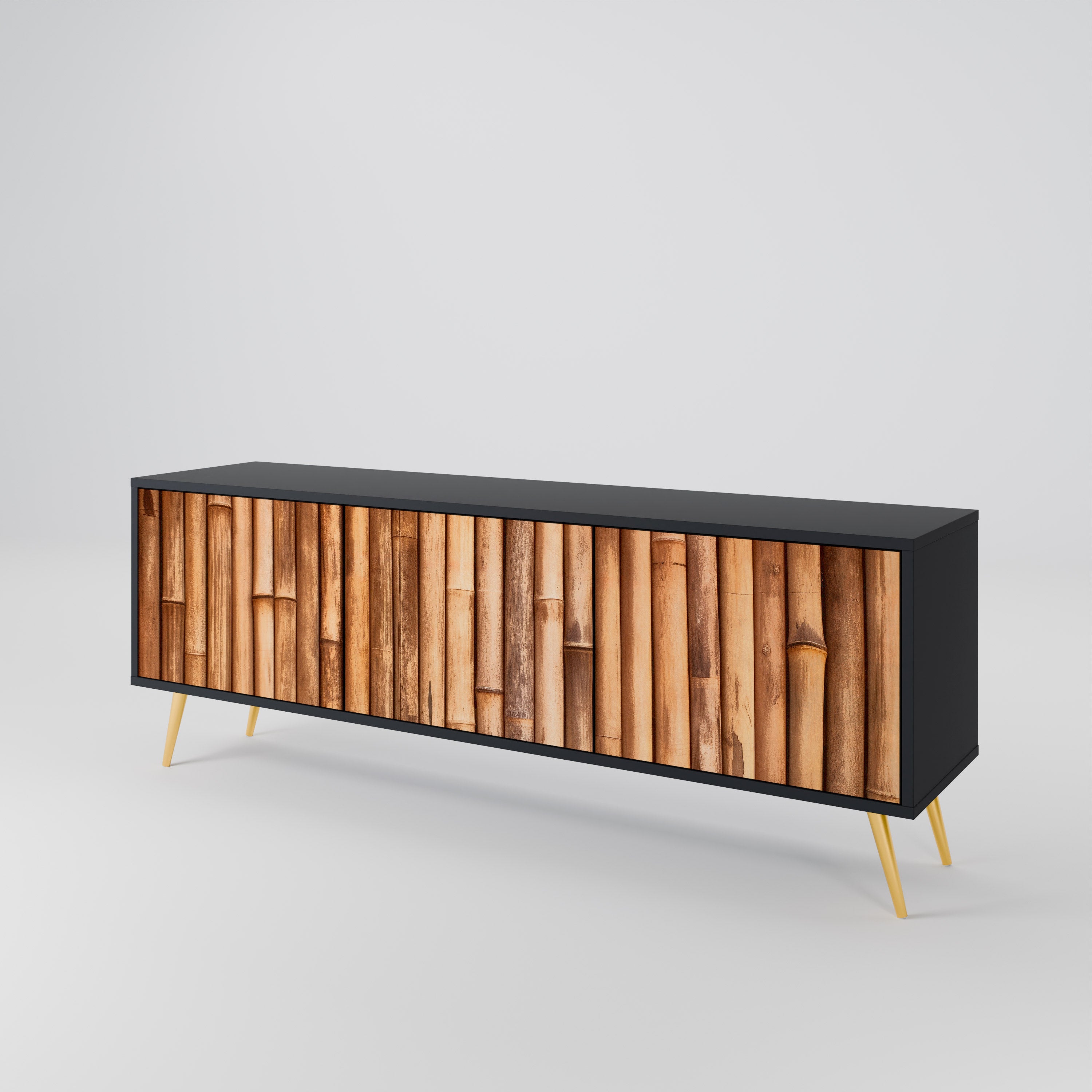 NATURAL WOOD 3-Door TV Cabinet