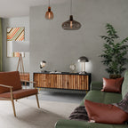 NATURAL WOOD TV-Lowboard mit 3 Türen in Schwarz