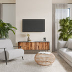 NATURAL WOOD TV-Lowboard mit 3 Türen in Schwarz