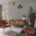 NATURAL WOOD TV-Lowboard mit 3 Türen in Schwarz