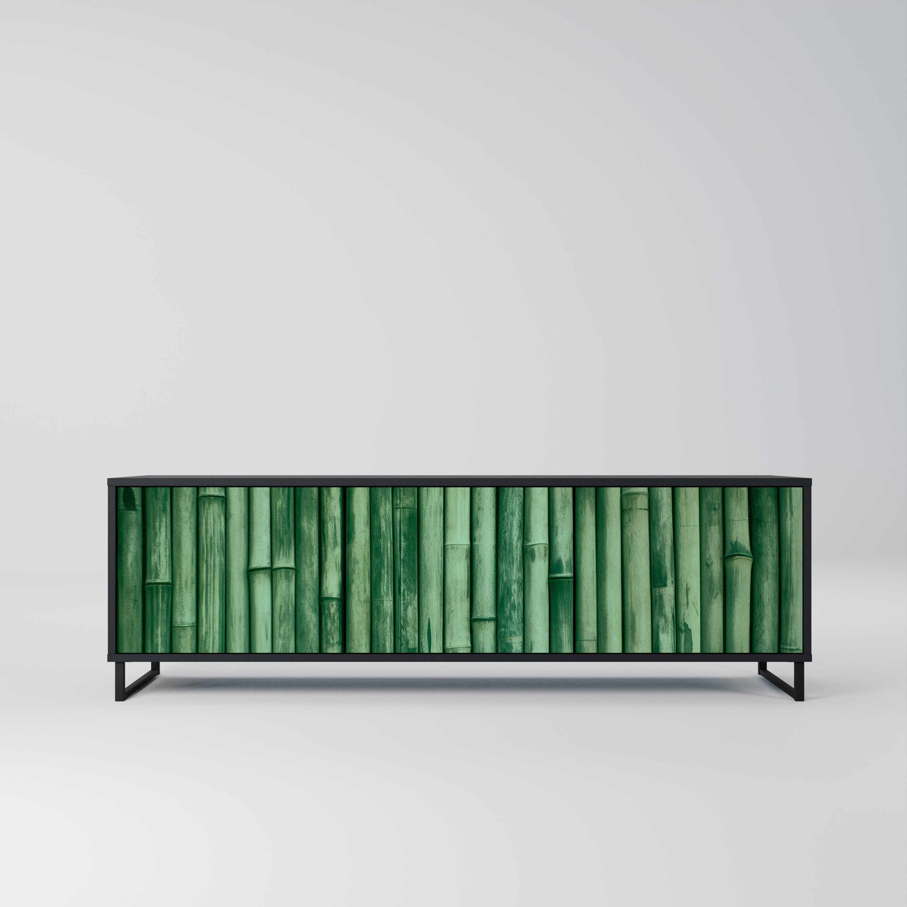 NATURAL GREEN 3-türiger TV-Ständer in Schwarz