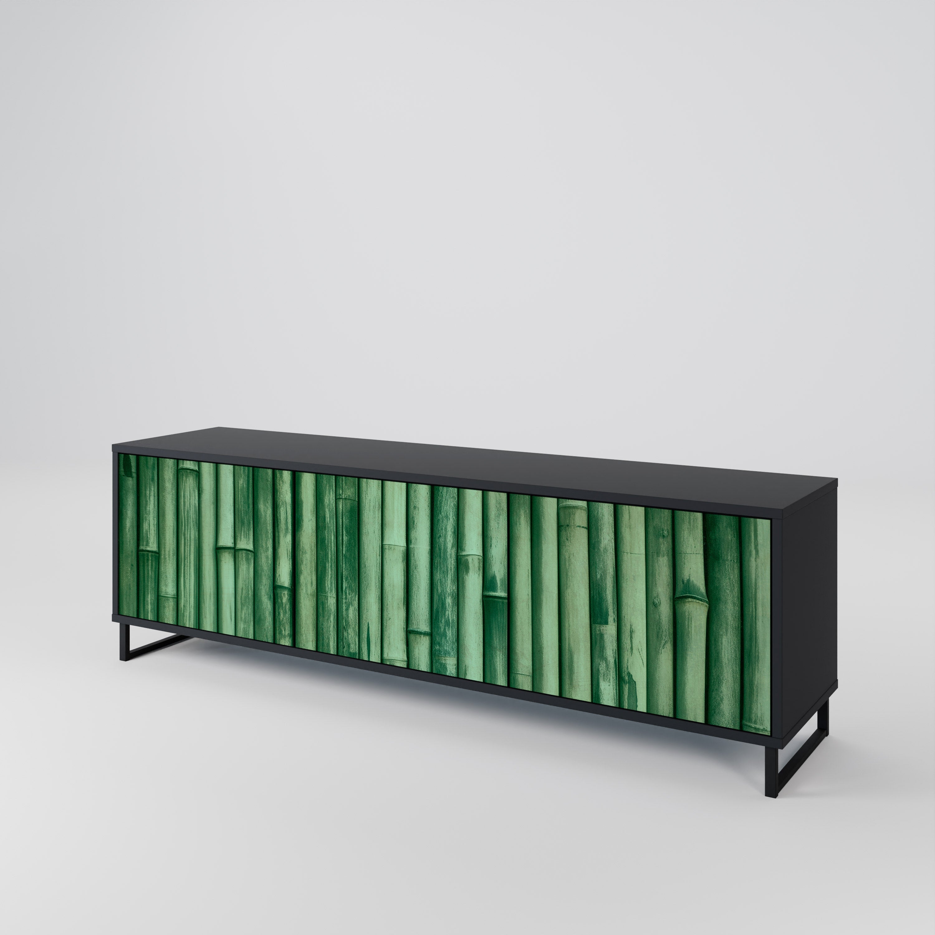 NATURAL GREEN 3-türiger TV-Ständer in Schwarz