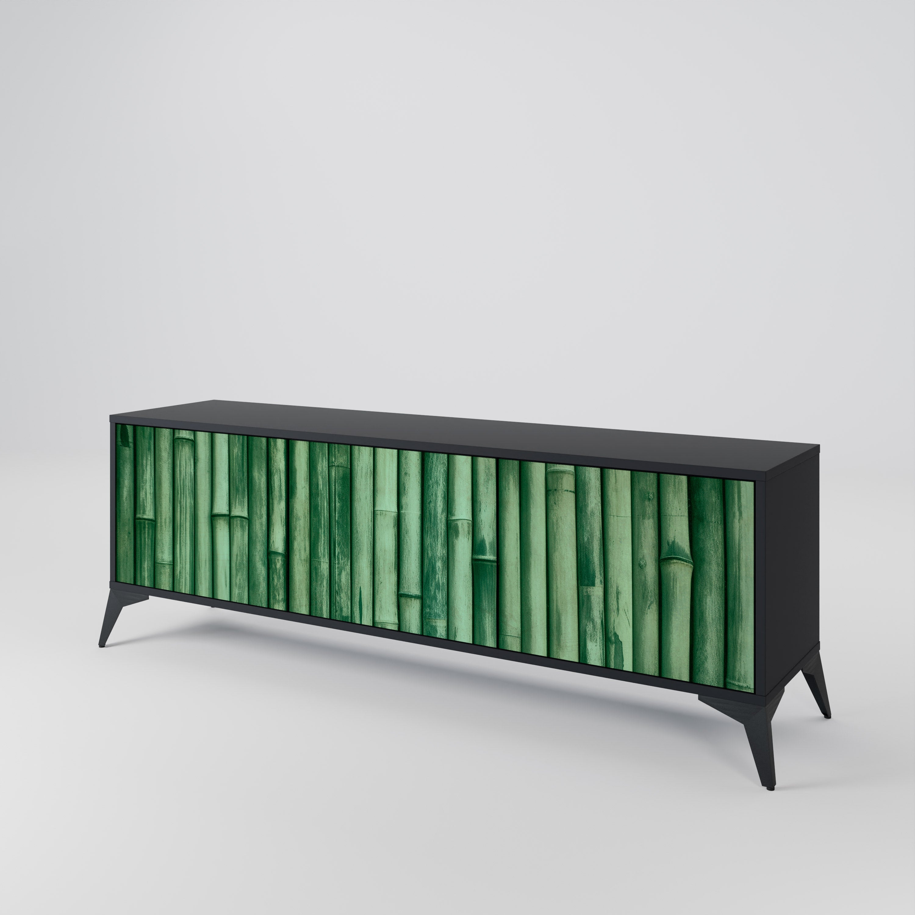 NATURAL GREEN 3-türiger TV-Ständer in Schwarz