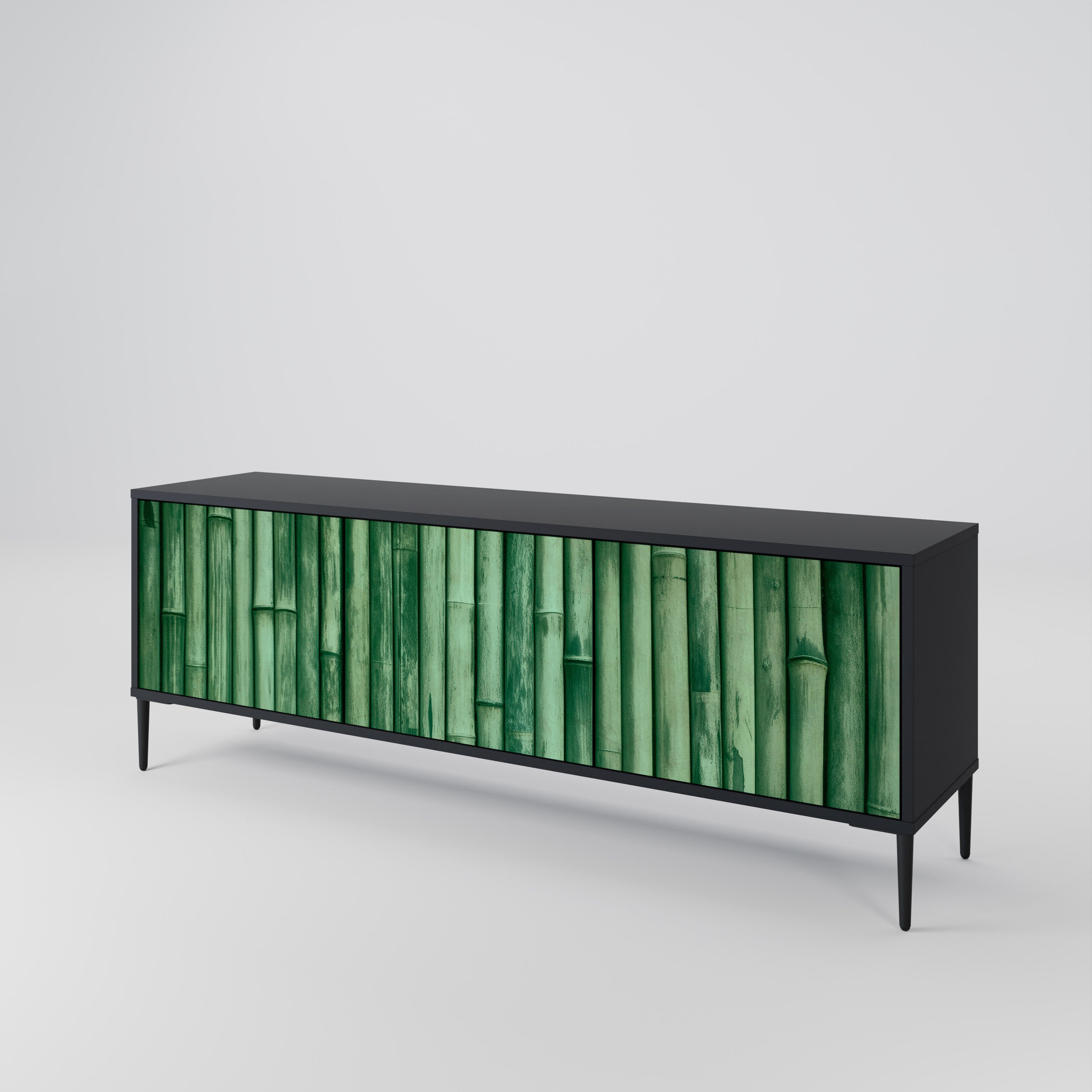 NATURAL GREEN 3-türiger TV-Ständer in Schwarz