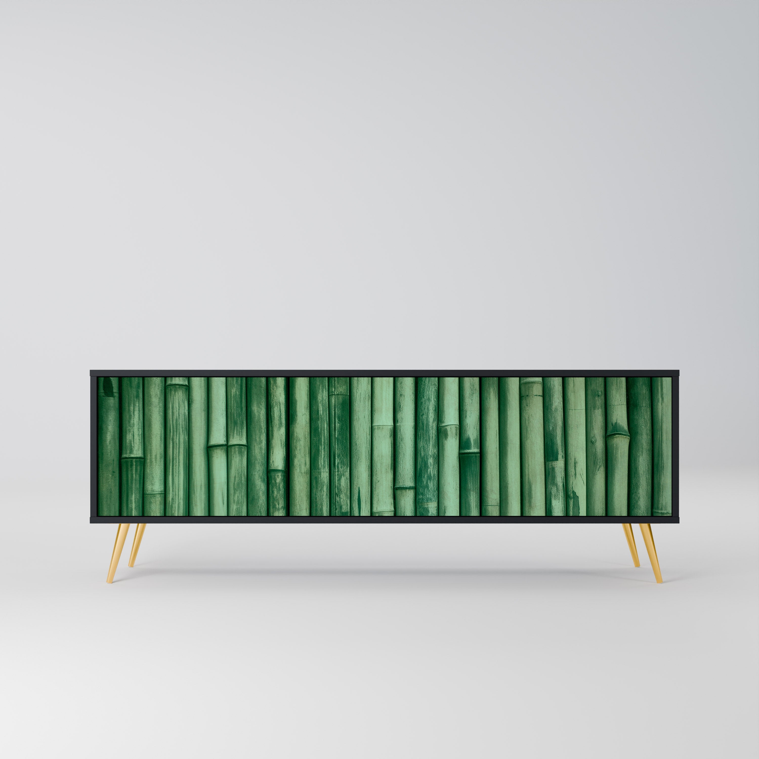 NATURAL GREEN 3-türiger TV-Ständer in Schwarz